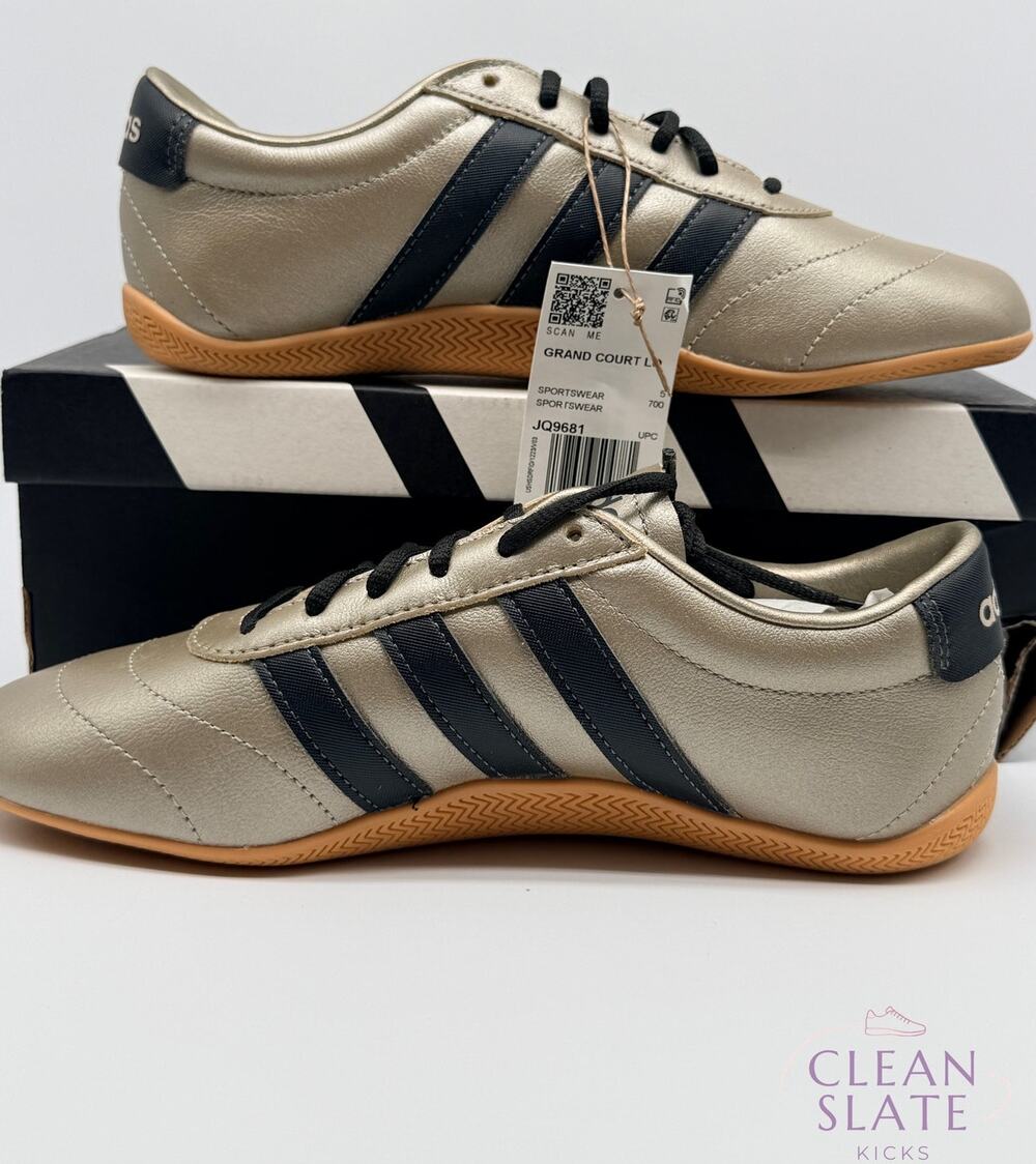 Adidas Grand Court Lo Metallic Gold Black JQ9681 Women 6.5 NIB/NWT